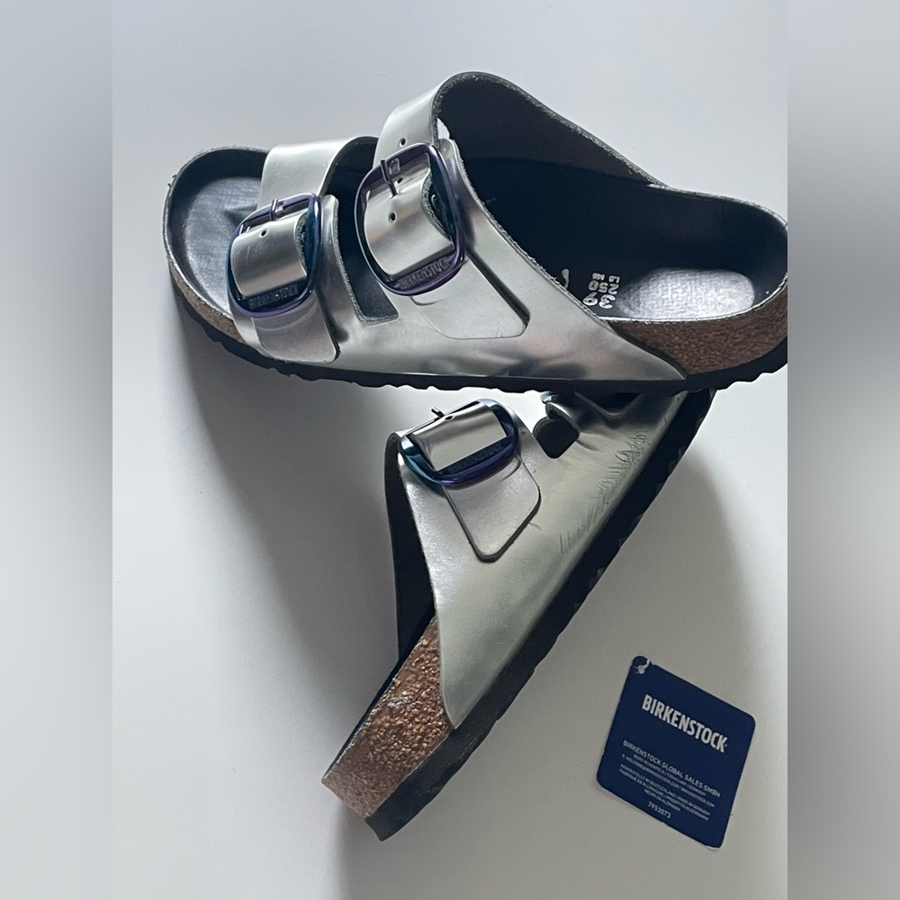 BIRKENSTOCK Arizona Big Buckle Natural Leather - Metallic Silver - Picture 15 of 16